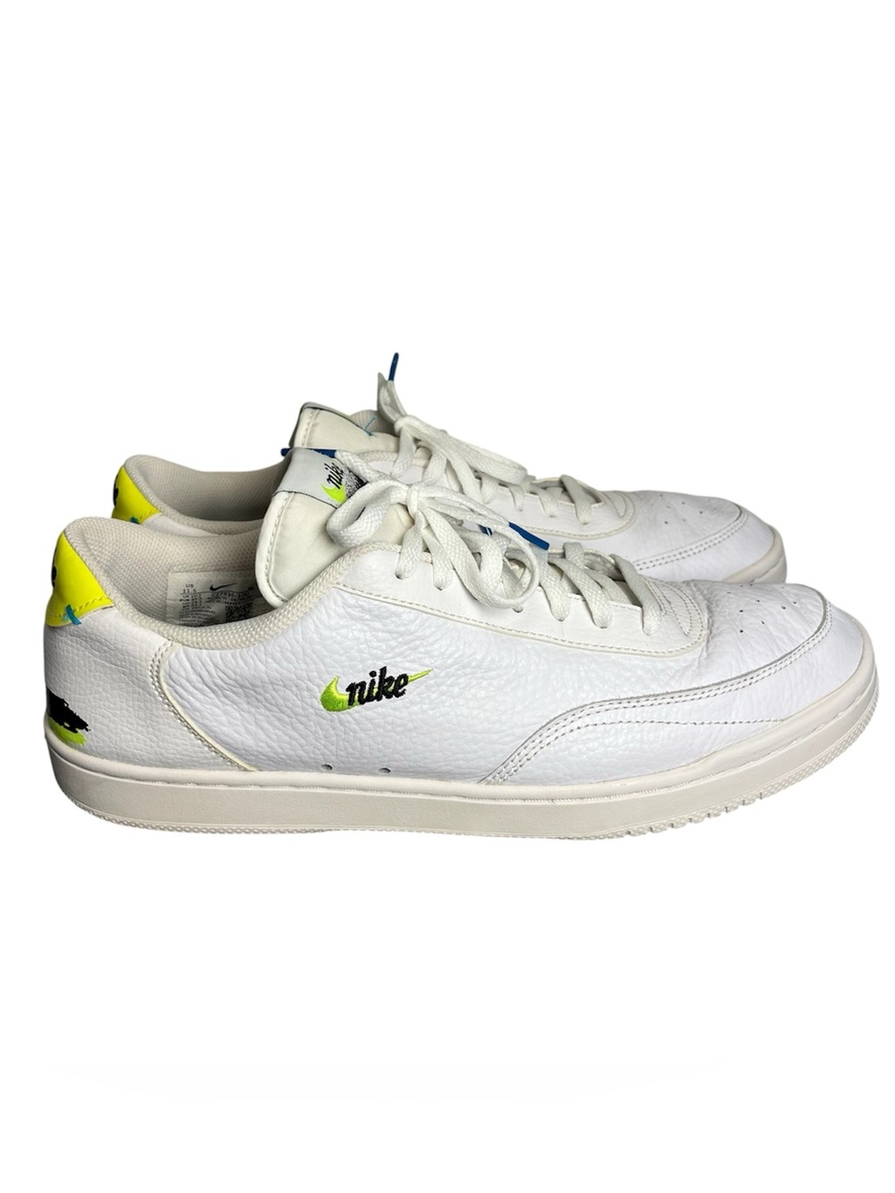 Nike Court Vintage White Volt Mens Leather Sneakers Low Top Size 11,5